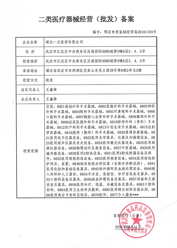 二類器械備案